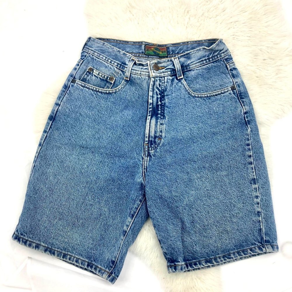 STRUCTURE High Rise Chino Denim Blue Jean Shorts